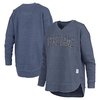 Women's Pressbox  Navy Notre Dame Fighting Irish Westin Poncho V-Neck Pullover Sweatshirt