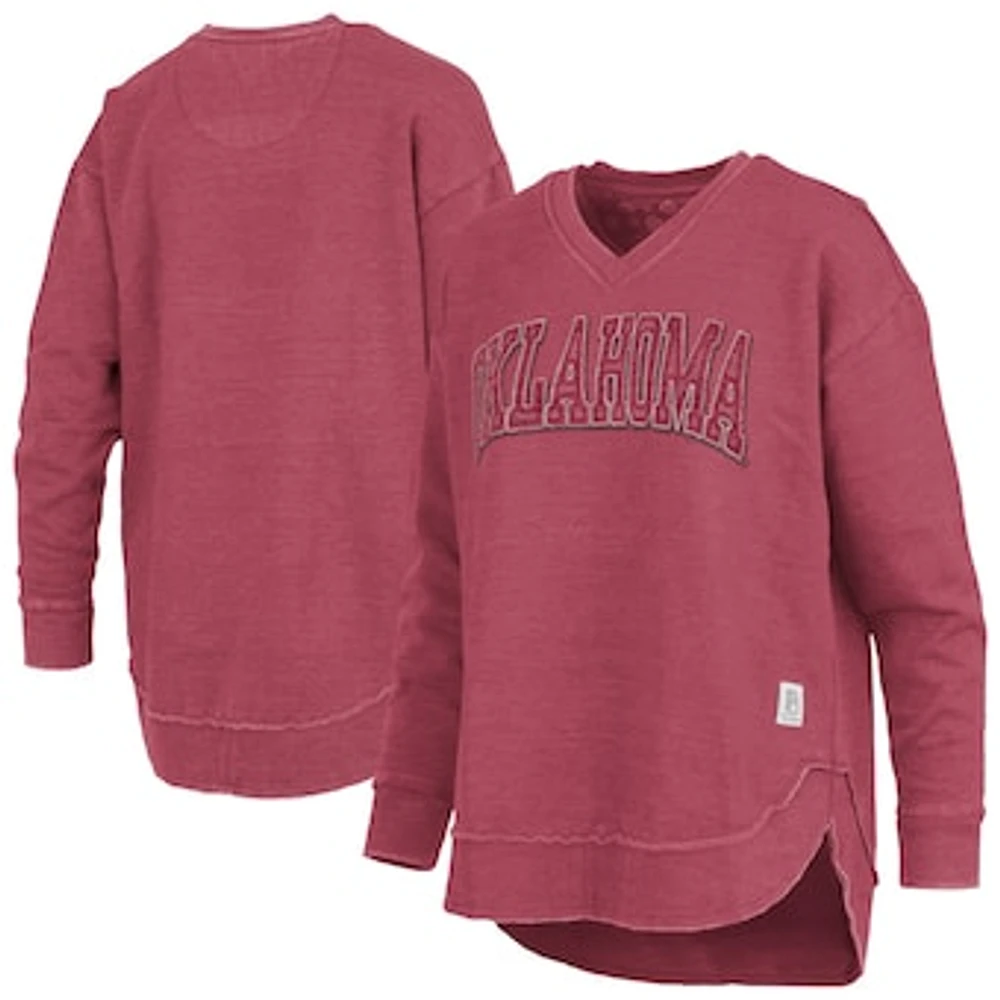 Women's Pressbox  Crimson Oklahoma Sooners Westin Poncho V-Neck Pullover Sweatshirt