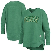 Women's Pressbox  Green Oregon Ducks Westin Poncho V-Neck Pullover Sweatshirt