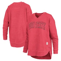 Women's Pressbox  Scarlet Ohio State Buckeyes Westin Poncho V-Neck Pullover Sweatshirt