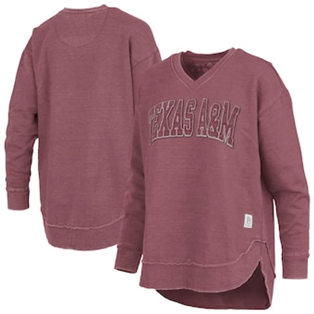 Women's Pressbox  Maroon Texas A&M Aggies Westin Poncho V-Neck Pullover Sweatshirt