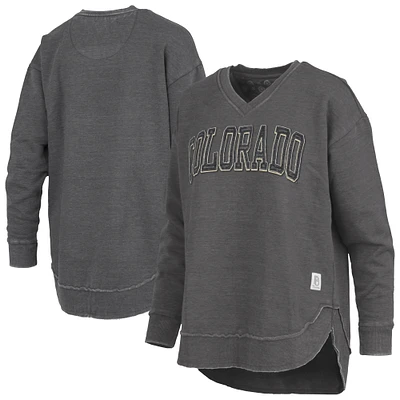 Women's Pressbox  Black Colorado Buffaloes Westin Poncho V-Neck Pullover Sweatshirt