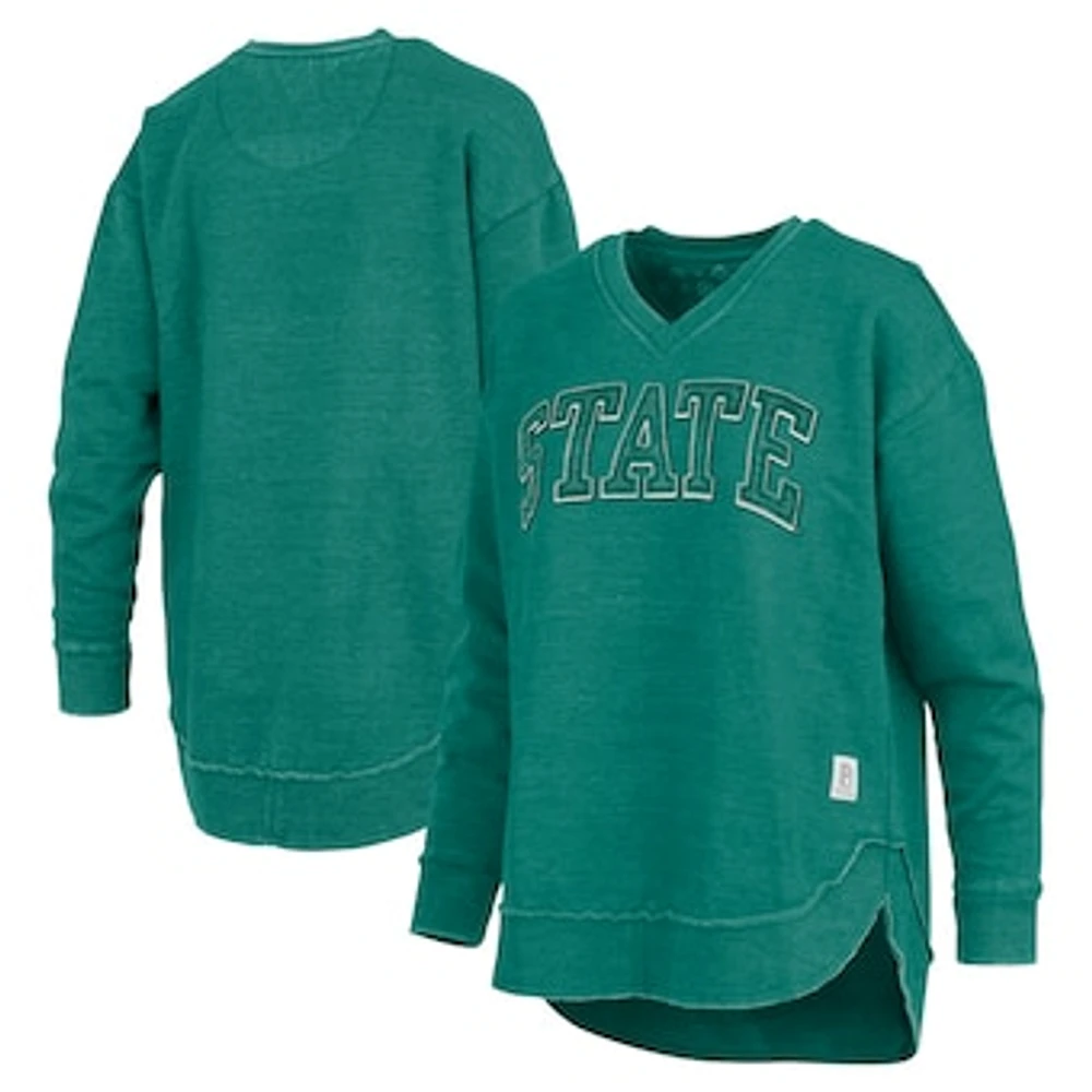 Women's Pressbox  Green Michigan State Spartans Westin Poncho V-Neck Pullover Sweatshirt