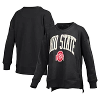 Women's Pressbox Black Ohio State Buckeyes Pocketed Arch Pullover Sweatshirt