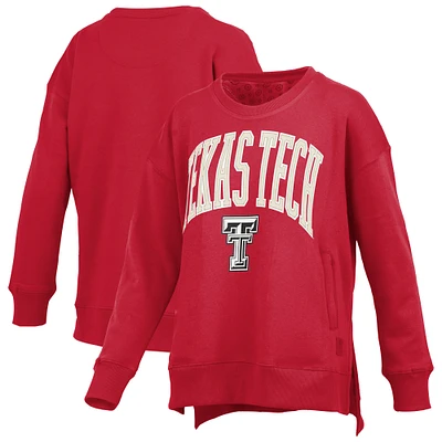 Women's Pressbox Red Texas Tech Raiders Pocketed Arch Pullover Sweatshirt