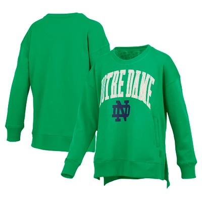 Women's Pressbox Green Notre Dame Fighting Irish Pocketed Arch Pullover Sweatshirt