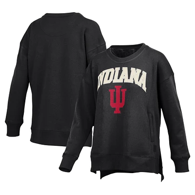 Women's Pressbox Black Indiana Hoosiers Pocketed Arch Pullover Sweatshirt