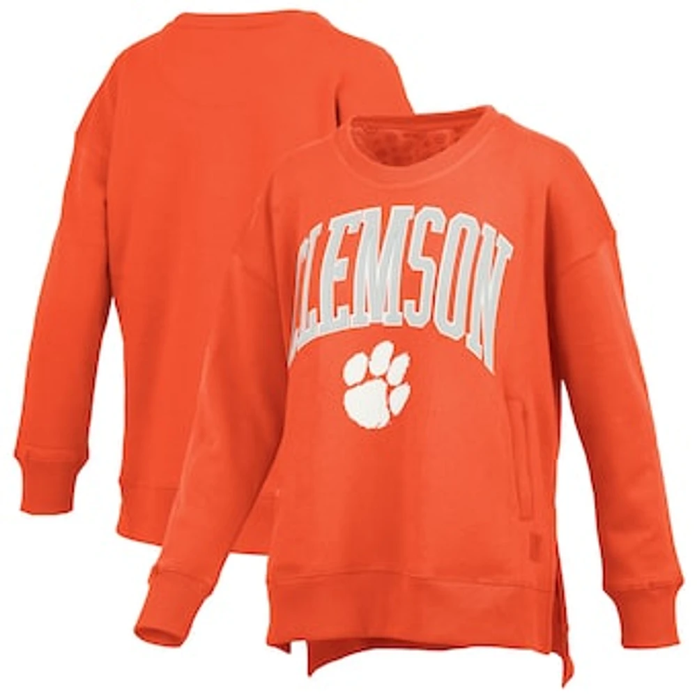 Women's Pressbox Orange Clemson Tigers Pocketed Arch Pullover Sweatshirt