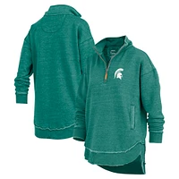 Women's Pressbox  Green Michigan State Spartans Northfork Sojourn Poncho Quarter-Zip Sweatshirt