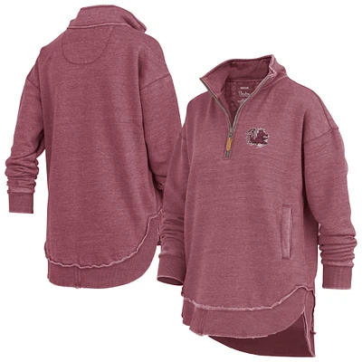 Women's Pressbox  Garnet South Carolina Gamecocks Northfork Sojourn Poncho Quarter-Zip Sweatshirt