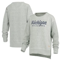 Women's Pressbox Heather Gray Michigan Wolverines Torrington Pullover Sweatshirt