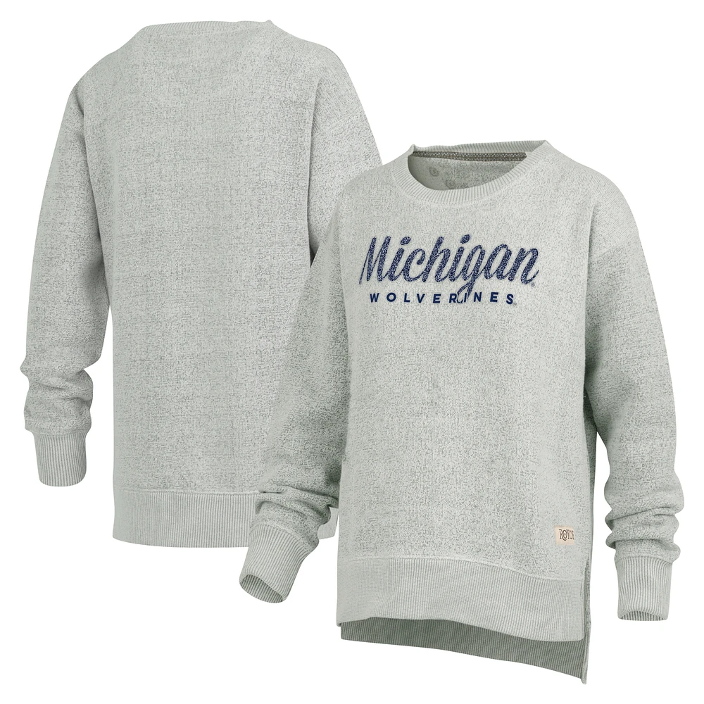 Women's Pressbox Heather Gray Michigan Wolverines Torrington Pullover Sweatshirt