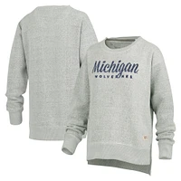 Women's Pressbox Heather Gray Michigan Wolverines Torrington Pullover Sweatshirt