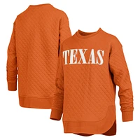 Women's Pressbox Texas Orange Longhorns Quilted Long Sleeve Pullover Sweatshirt