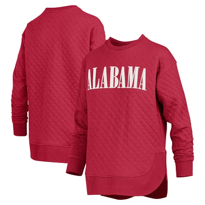 Women's Pressbox Crimson Alabama Tide Quilted Long Sleeve Pullover Sweatshirt