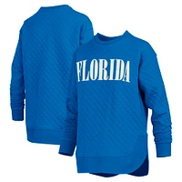 Women's Pressbox Royal Florida Gators Quilted Long Sleeve Pullover Sweatshirt