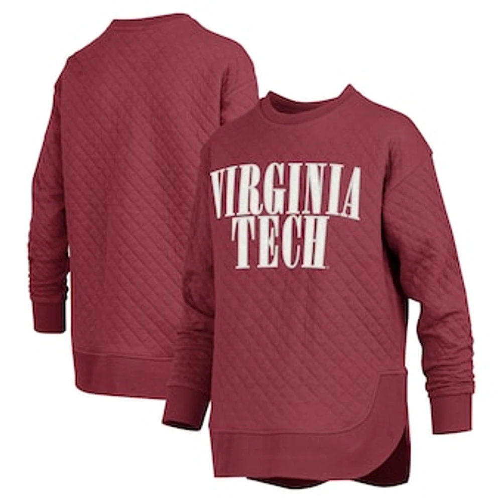 Women's Pressbox Maroon Virginia Tech Hokies Quilted Long Sleeve Pullover Sweatshirt