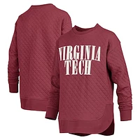 Women's Pressbox Maroon Virginia Tech Hokies Quilted Long Sleeve Pullover Sweatshirt