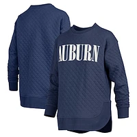 Women's Pressbox Navy Auburn Tigers Quilted Long Sleeve Pullover Sweatshirt