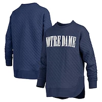 Women's Pressbox Navy Notre Dame Fighting Irish Quilted Long Sleeve Pullover Sweatshirt