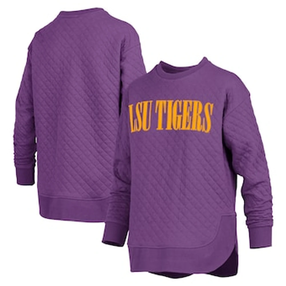 Women's Pressbox Purple LSU Tigers Quilted Long Sleeve Pullover Sweatshirt