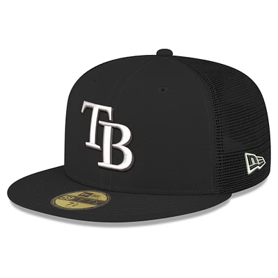 Men's New Era Black Tampa Bay Rays 59FIFTY Trucker Fitted Hat