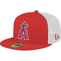 Men's New Era Red Los Angeles Angels Team Color 59FIFTY Trucker Fitted Hat