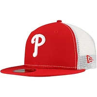 Men's New Era Red Philadelphia Phillies Team Color 59FIFTY Trucker Fitted Hat