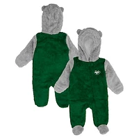 Newborn & Infant Green New York Jets Game Nap Teddy Fleece Bunting Full-Zip Sleeper