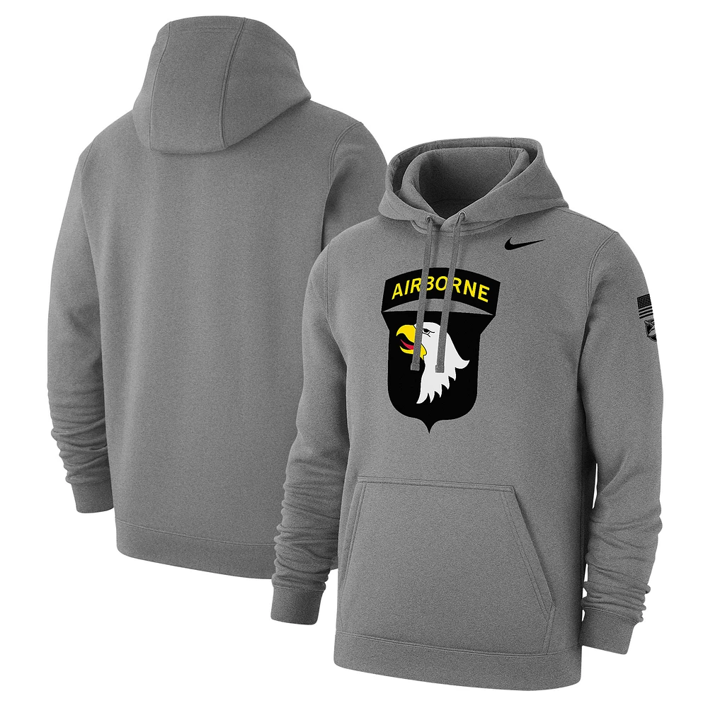 Men's Nike Gray Army Black Knights 2024 Rivalry Collection Airborne Eagle Club Fleece Pullover Hoodie