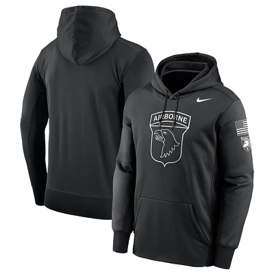 Men's Nike Black Army Knights 2024 Rivalry Collection Airborne Eagle Therma Fleece Pullover Hoodie