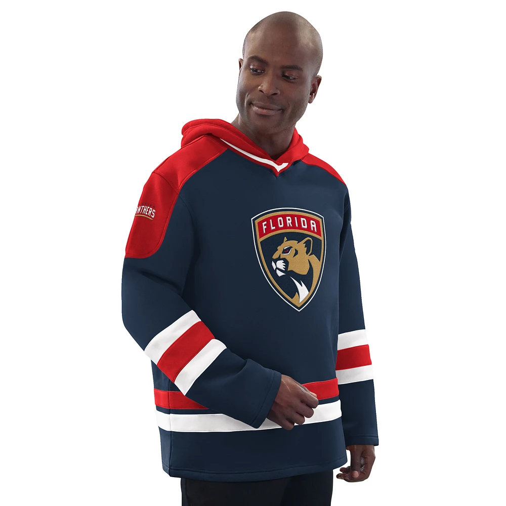 Men's Starter Navy/Red Florida Panthers Hockey Pullover Hoodie