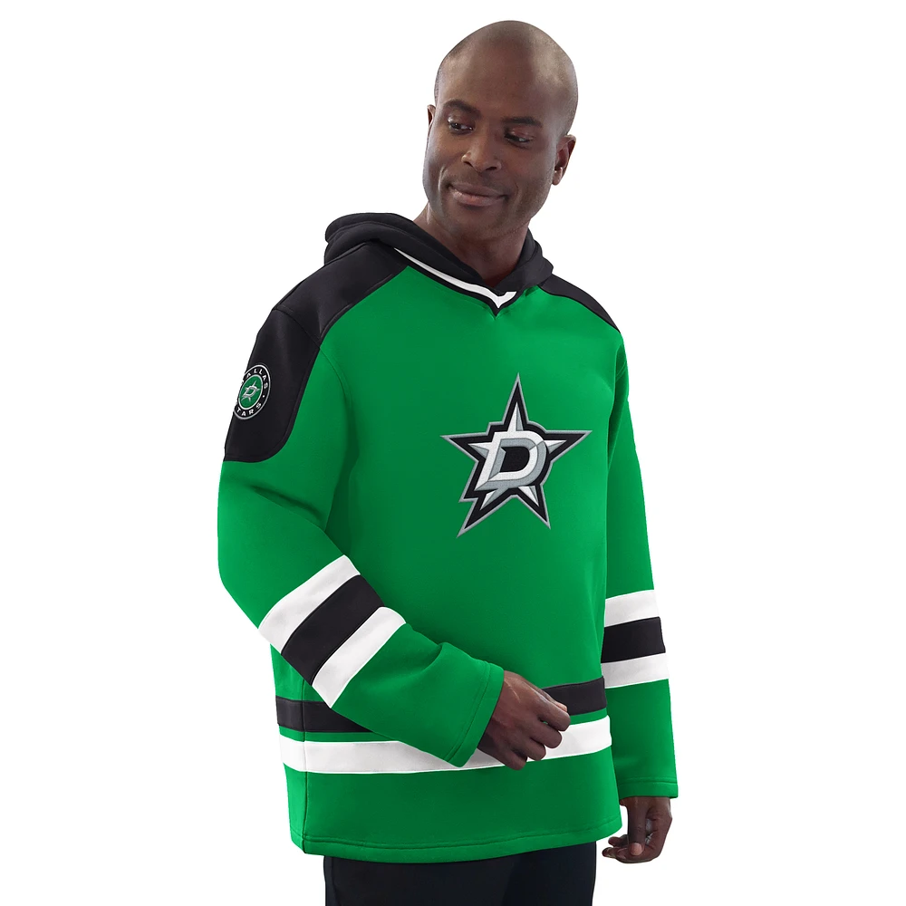 Men's Starter Kelly Green/Black Dallas Stars Hockey Pullover Hoodie