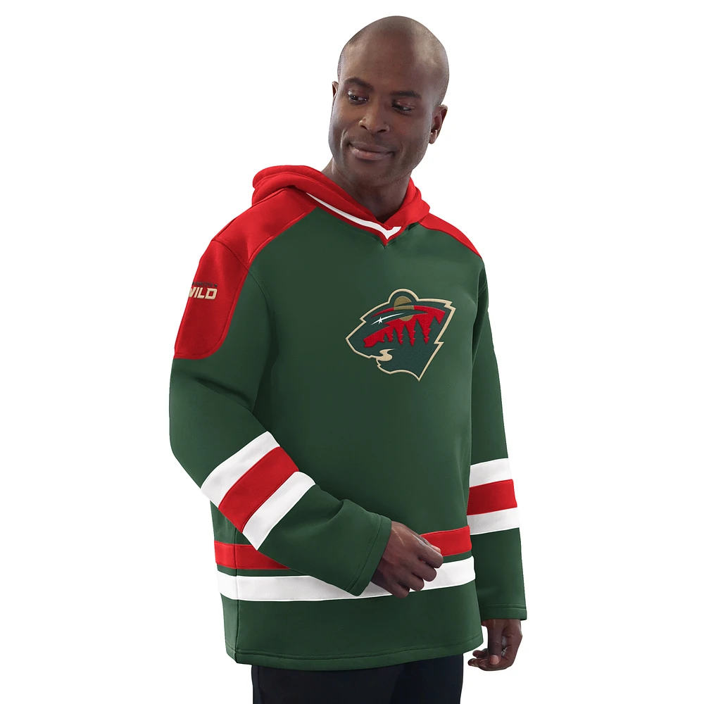 Men's Starter Green/Red Minnesota Wild Hockey Pullover Hoodie