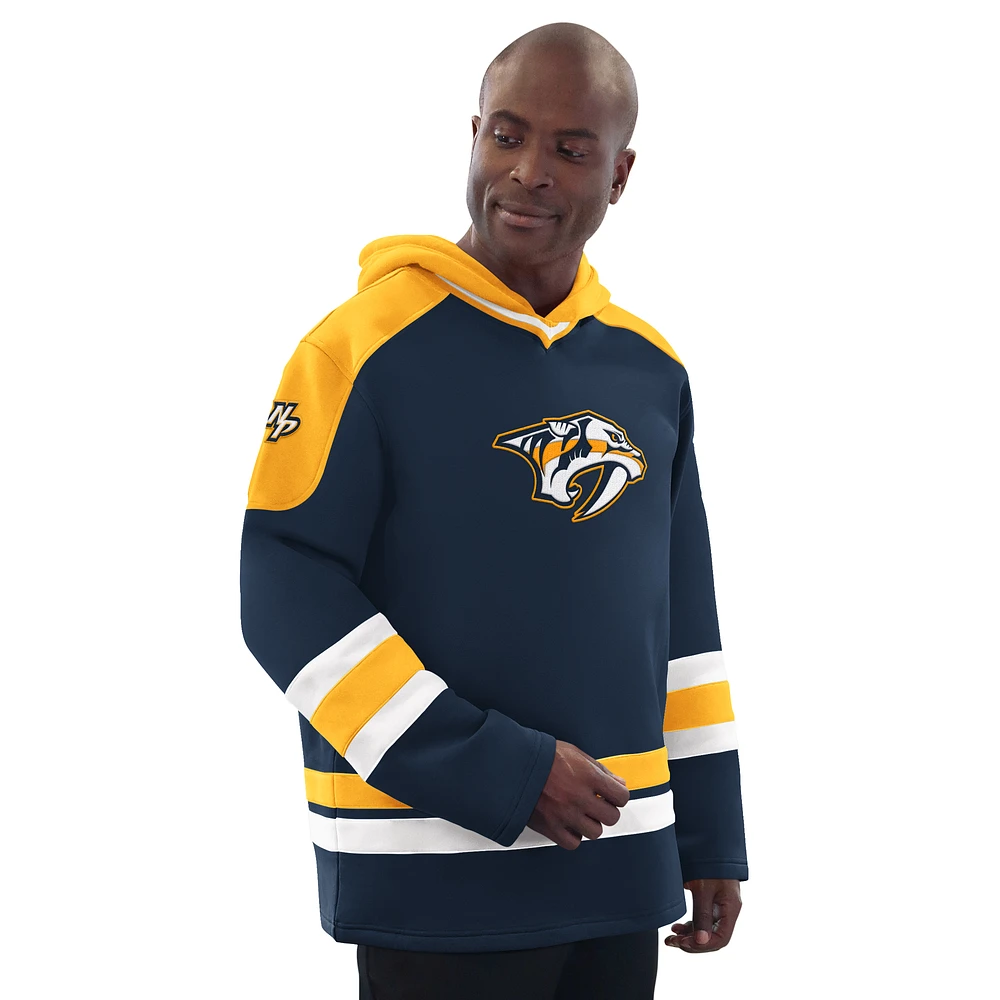 Men's Starter Navy/Gold Nashville Predators Hockey Pullover Hoodie