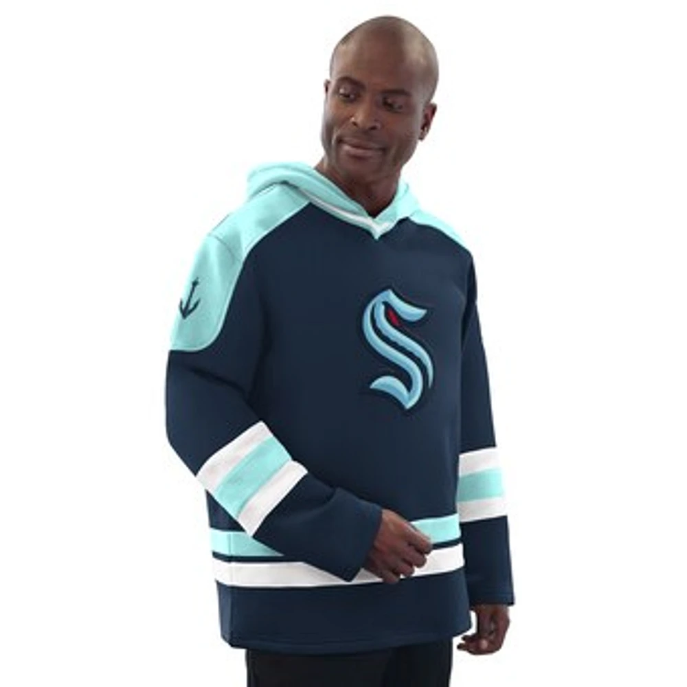 Men's Starter Deep Sea Blue/Light Blue Seattle Kraken Hockey Pullover Hoodie