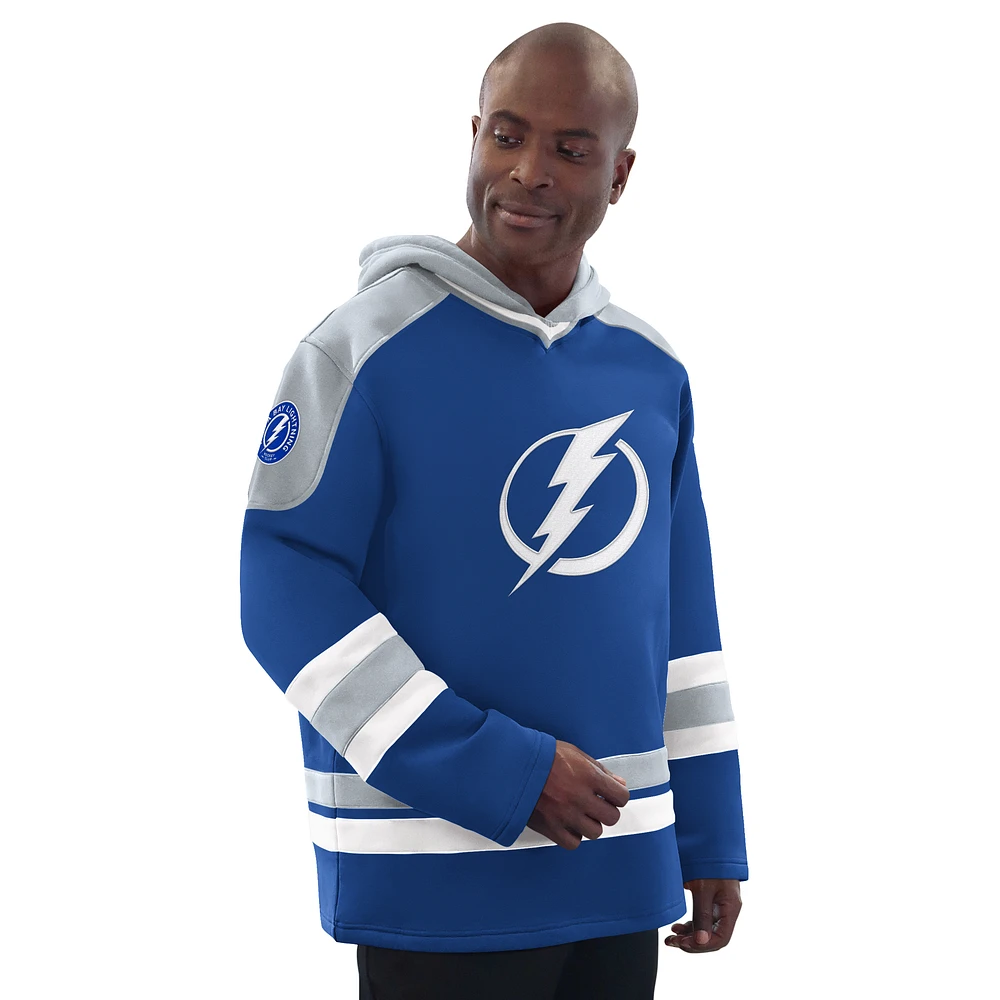 Men's Starter Blue/Gray Tampa Bay Lightning Hockey Pullover Hoodie