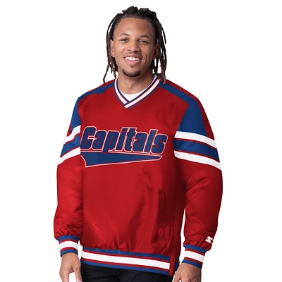 Men's Starter  Red Washington Capitals Reliver I V-Neck Pullover Sweatshirt