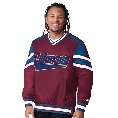 Men's Starter  Burgundy Colorado Avalanche Reliver I V-Neck Pullover Sweatshirt