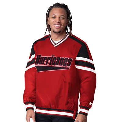 Men's Starter  Red Carolina Hurricanes Reliver I V-Neck Pullover Sweatshirt