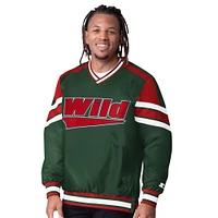 Men's Starter  Green Minnesota Wild Reliver I V-Neck Pullover Sweatshirt