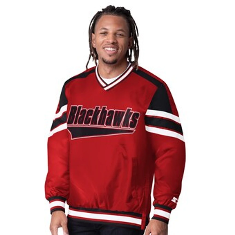 Men's Starter  Red Chicago Blackhawks Reliver I V-Neck Pullover Sweatshirt