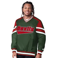 Men's Starter  Green New Jersey Devils Reliver I V-Neck Pullover Sweatshirt