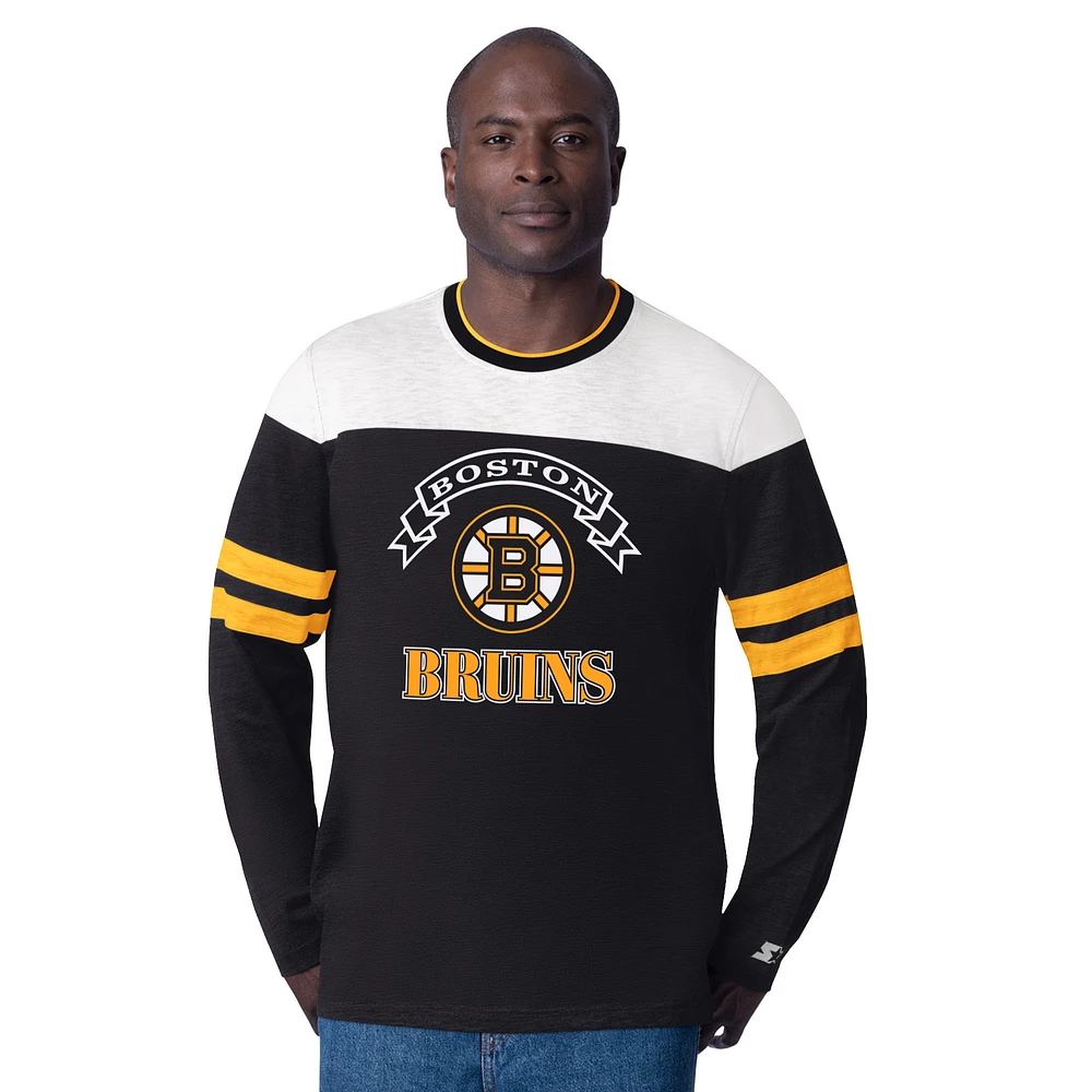 Men's Starter  Black Boston Bruins Blitz Durene Long Sleeve T-Shirt