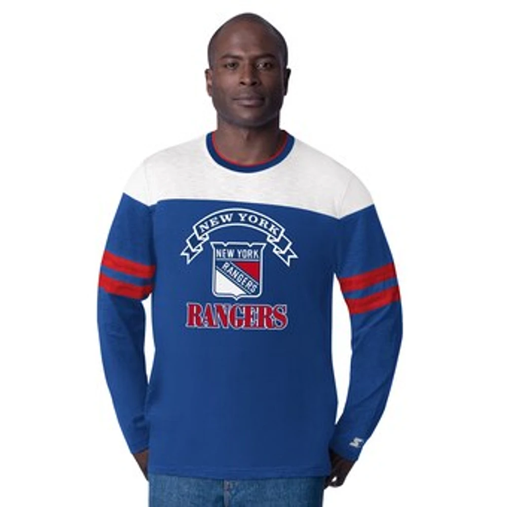 Men's Starter  Blue New York Rangers Blitz Durene Long Sleeve T-Shirt