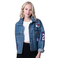 Women's G-III 4Her by Carl Banks  New York Rangers Game Ball Cropped Button-Up Denim Jacket