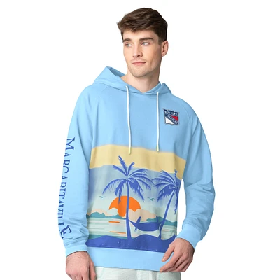 Men's Margaritaville Blue New York Rangers Island Dream Peached Pullover Hoodie