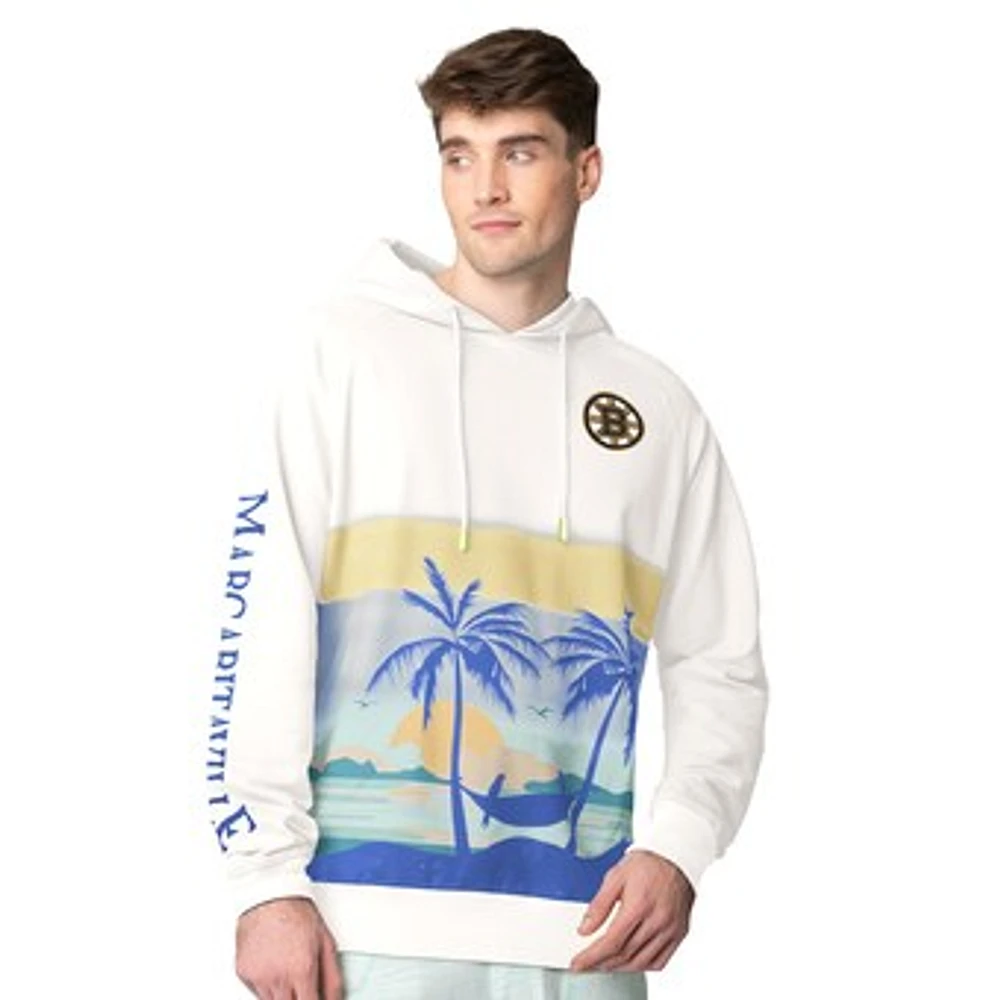 Men's Margaritaville Cream Boston Bruins Island Dream Peached Pullover Hoodie