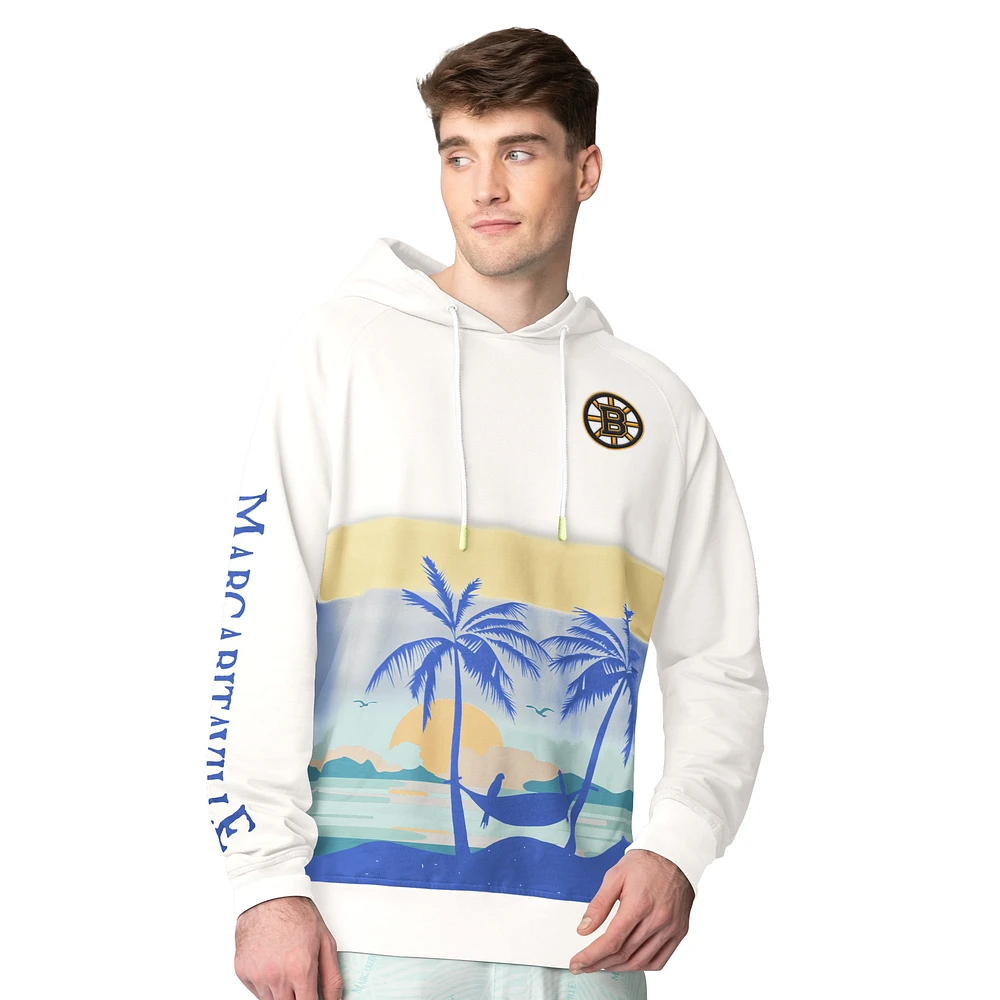 Men's Margaritaville Cream Boston Bruins Island Dream Peached Pullover Hoodie