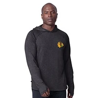 Men's MSX by Michael Strahan  Black Chicago Blackhawks Fast Track Raglan Long Sleeve Hoodie T-Shirt